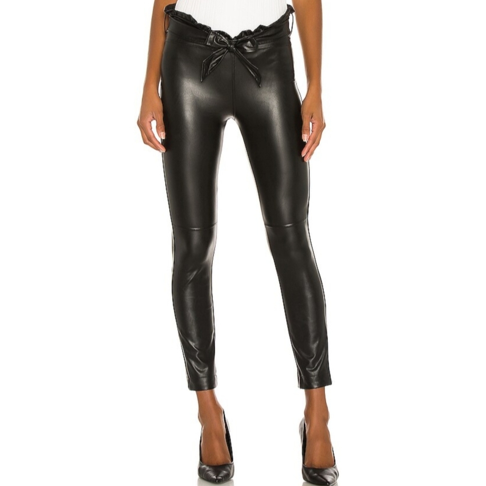 NWOT David Lerner High Rise Faux Leather Leggings, Size Medium, Color Black